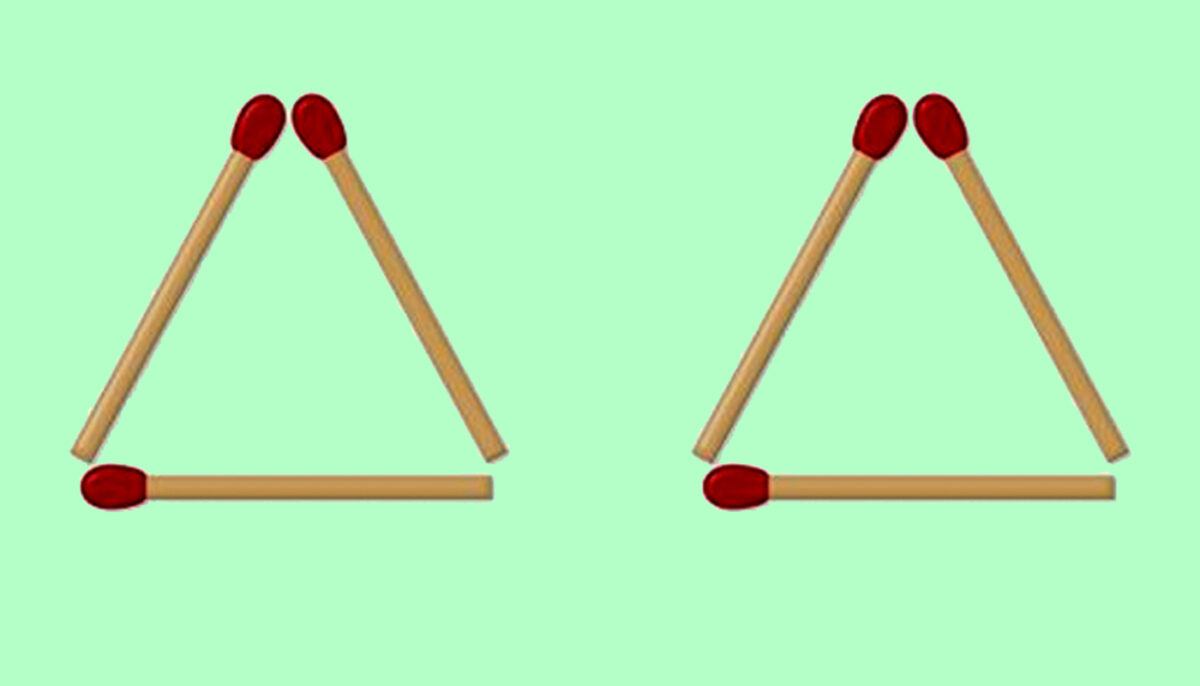 Test de inteligență | Mulți se lasă bătuți! Mută un singur chibrit, ca să obții 4 triunghiuri!