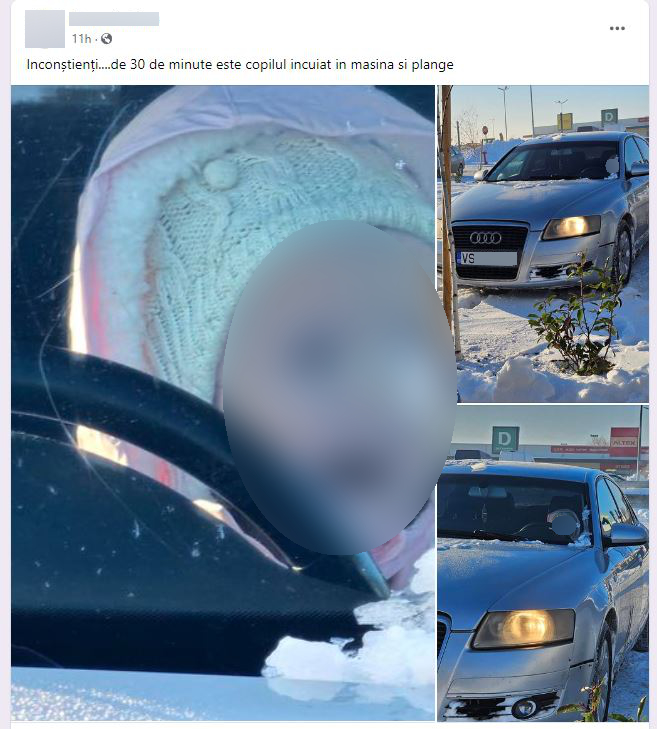 Imaginile din Vaslui cu un bebeluș lăsat în mașină au creat o reală revoltă: „De 30 de minute plânge”