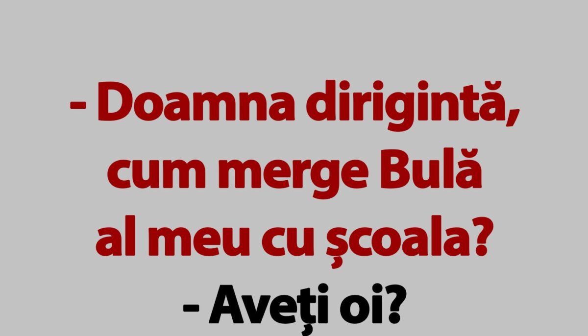 Imagine Stire BANC | „Doamna dirigintă, cum merge Bulă al meu cu școala?” | 2review.ro