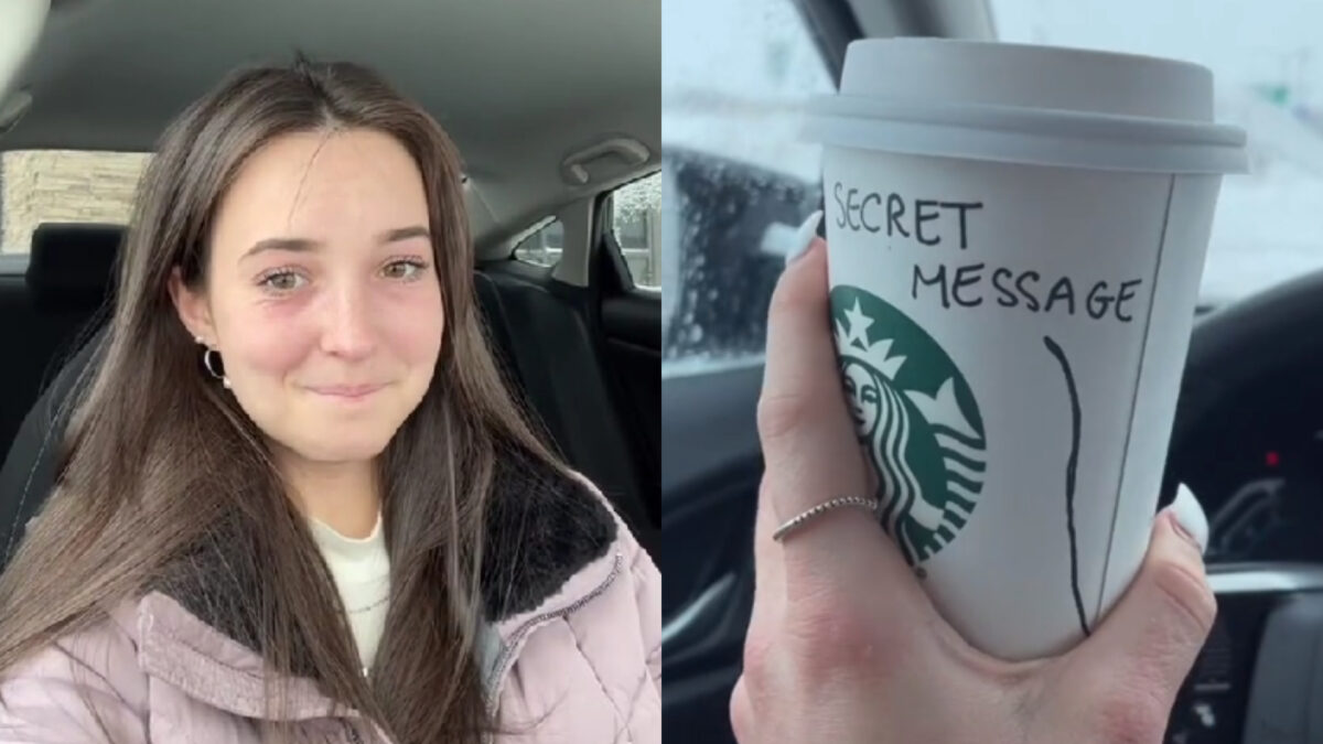 Această tânără a comandat o cafea de la Starbucks. Când a citit mesajul scris pe pahar, să cadă din picioare