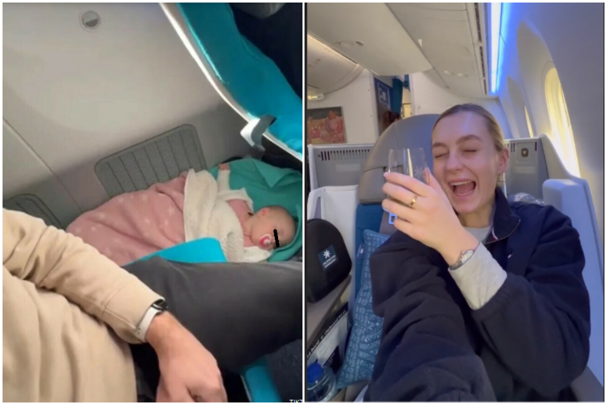 Tânăra din imagine şi-a lăsat bebeluşul la economy, ca să zboare singură, la business class: “Sunt îngrozitoare?”