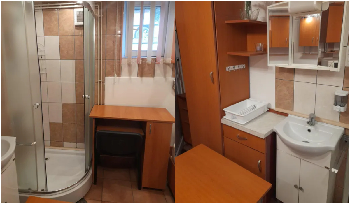 Încă o anomalie pe piața imobiliară de la noi! Cum arată garsoniera din Târgu Mureș cu patul în bucătărie și dușul lângă masă