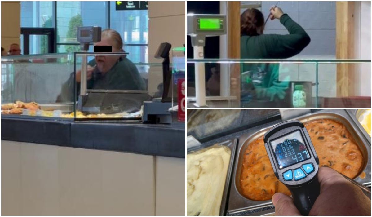 Scene scârboase într-un magazin din mall! O angajată, prinsă în timp ce mânca cu mâna din preparatele clienților