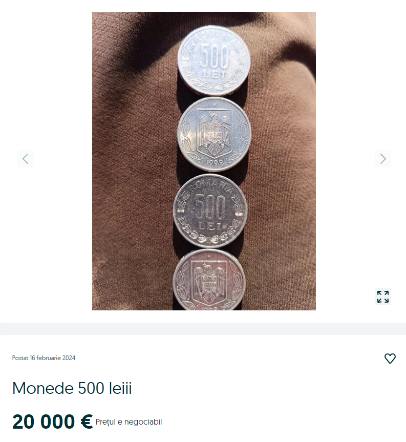 anunț monedă 500 de lei