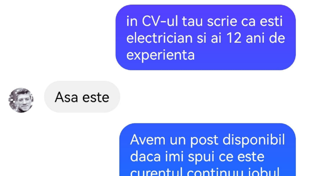 Imagine Stire Bancul zilei | “În CV-ul tău scrie că ești electrician și ai 12 ani experiență” | 2review.ro