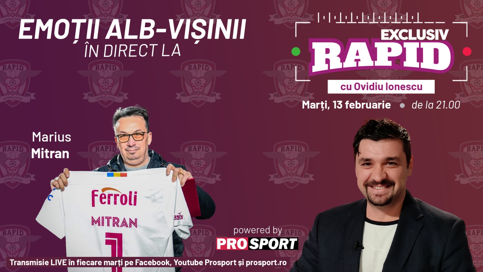 Marius Mitran vine la EXCLUSIV RAPID marți, 13 februarie, de la ora 21.00 Marius Mitran vine la EXCLUSIV RAPID marți, 13 februarie, de la ora 21.00