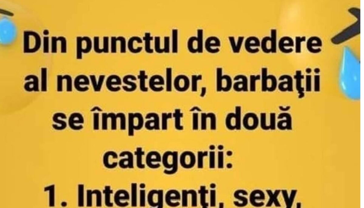 Imagine Stire BANCUL ZILEI | Din punctul de vedere al nevestelor, bărbații se împart în 2 categorii | 2review.ro