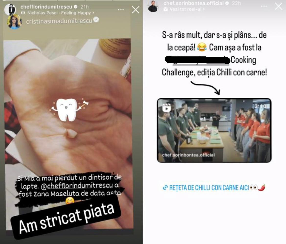 Postările chefilor Dumitrescu și Bontea/foto: captură Instagram