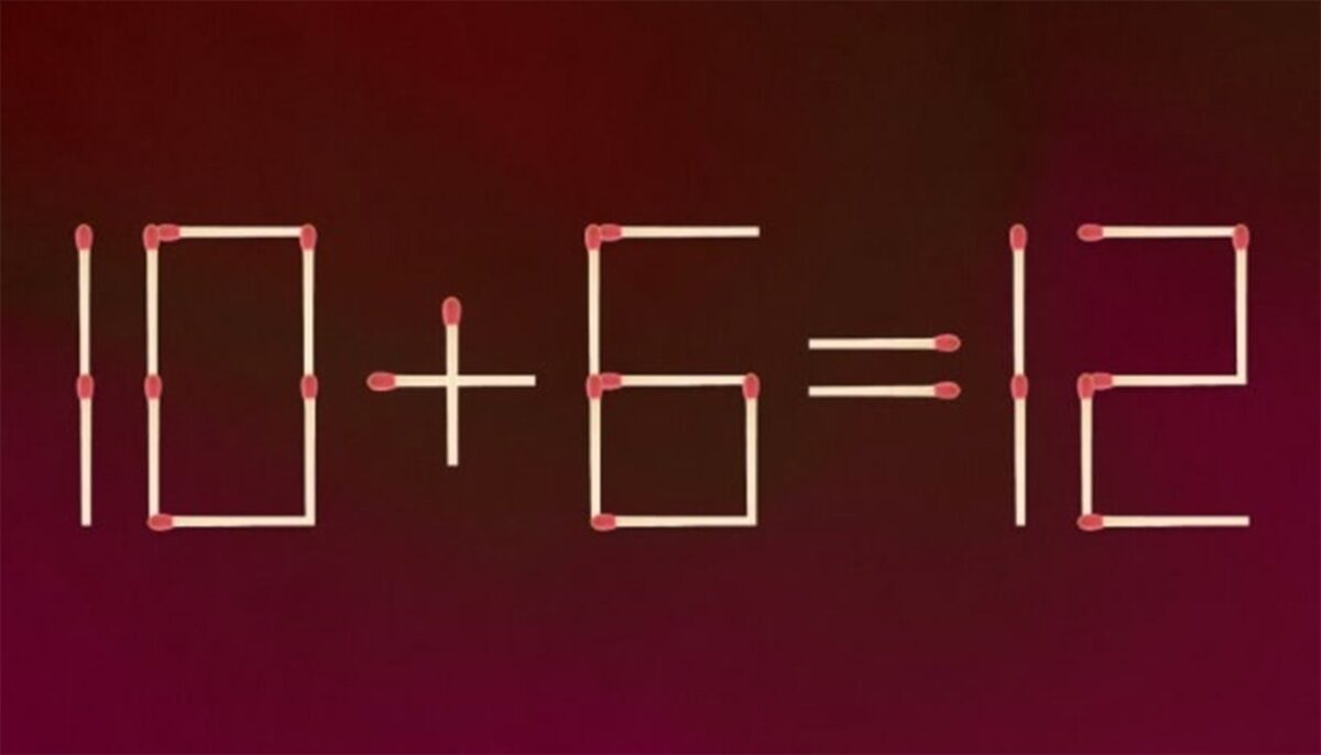 Imagine Stire Test IQ cu chibrituri | Corectați 10+6=12, mutând un singur băț! | 2review.ro