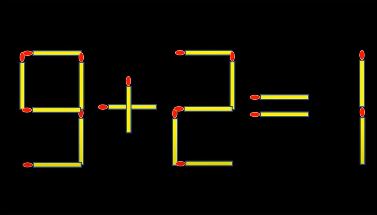 Imagine Stire Test de inteligență | Corectați 9+2=1, mutând un singur chibrit! | 2review.ro