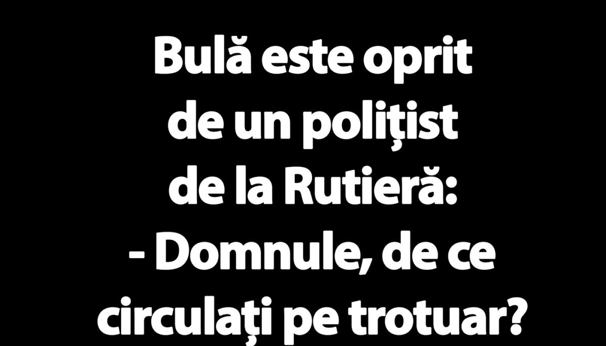 Imagine Stire BANC | Bulă e oprit de un polițist de la Rutieră: „De ce circulați pe trotuar?” | 2review.ro
