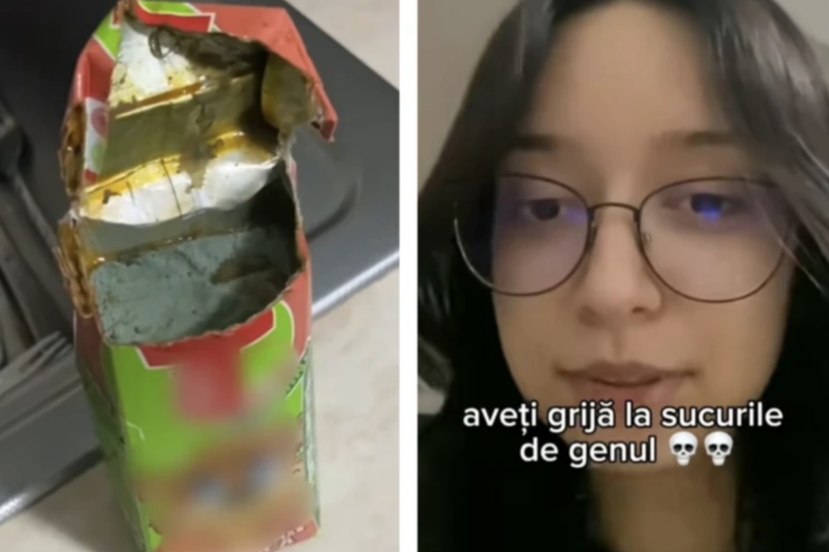 Ce a găsit Karina, o tânără din Bacău, într-o cutie de suc cumpărată de la un supermarket din București. Imaginile au stârnit revoltă: ”Mi se face rău!”