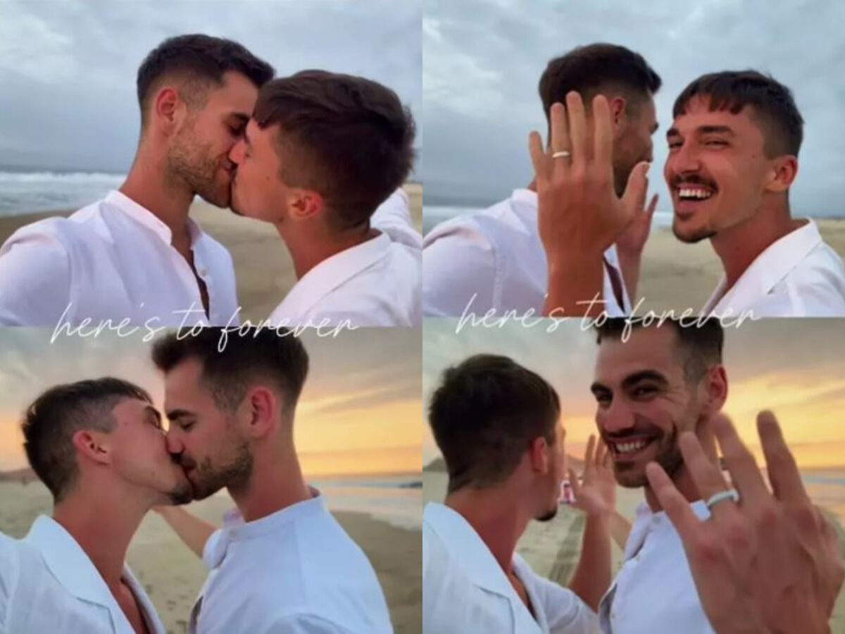 Imagine Stire Cum arată inelele de logodnă pe care le poartă Emil Rengle și Alejandro Fernandez. Cei doi s-au logodit pe o plajă din Mexic | 2review.ro