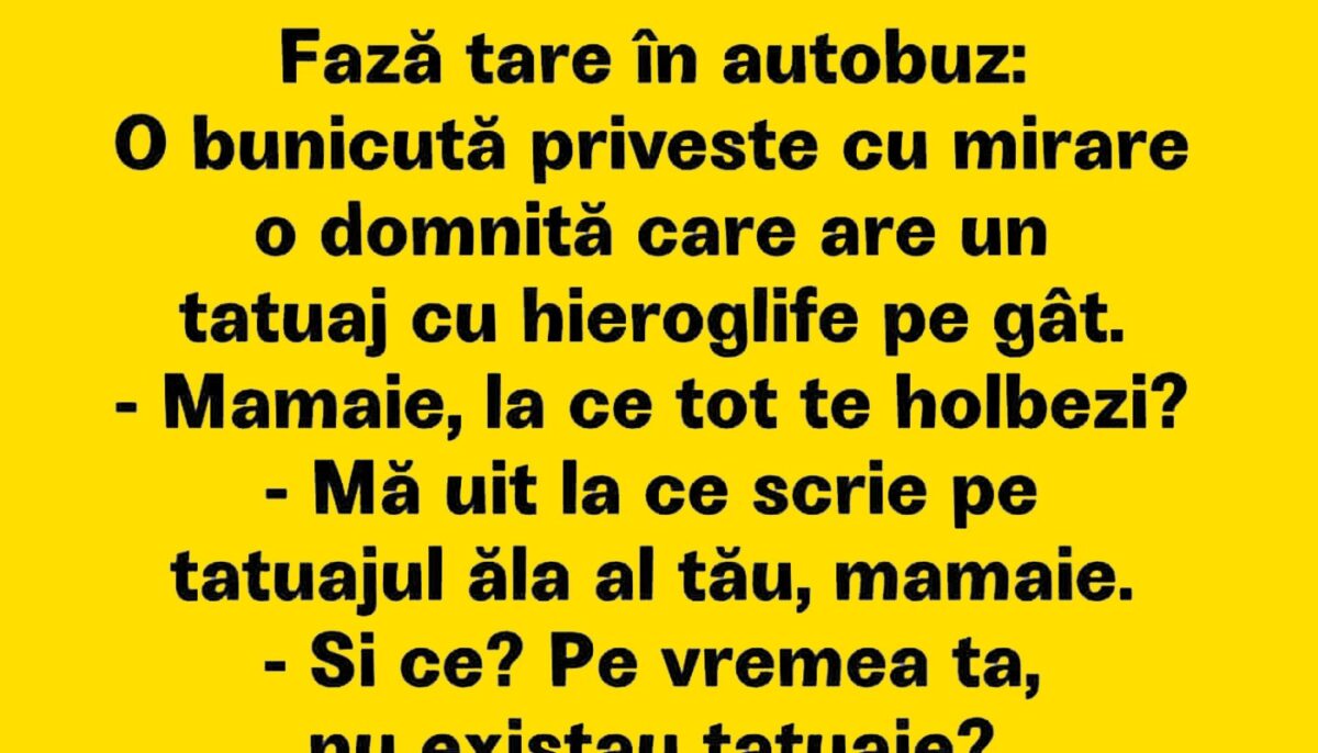 Imagine Stire BANCUL ZILEI | Bătrâna curioasă și tânăra tatuată | 2review.ro