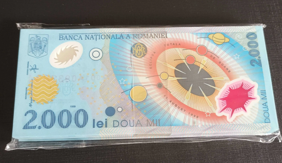 Ireal! Cu câți lei se vinde pe OLX celebra bancnotă emisă de BNR cu eclipsa de soare, în 1999