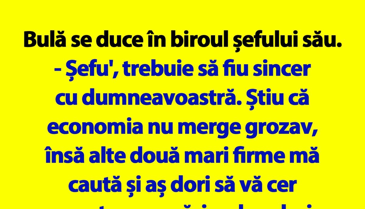 Imagine Stire Banc cu Bulă de 1 Mai | Bulă se duce în biroul șefului său | 2review.ro