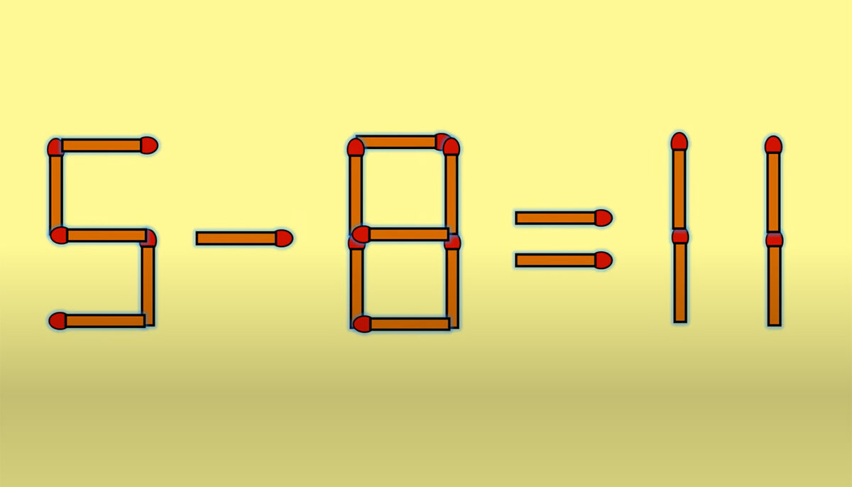 TEST IQ | 5-8=11 este incorect. Mutați un singur chibrit, pentru a corecta egalitatea