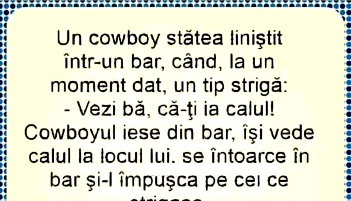 Imagine Stire BANC | Un cowboy stătea liniștit într-un bar | 2review.ro