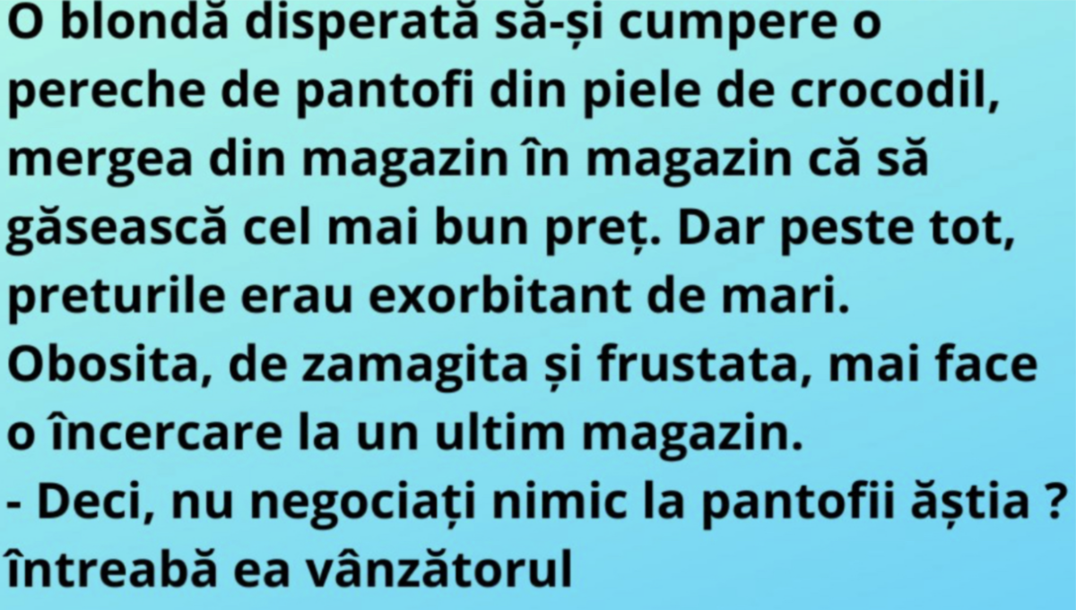 Imagine Stire BANC | O blondă disperată să-şi cumpere o pereche de pantofic | 2review.ro