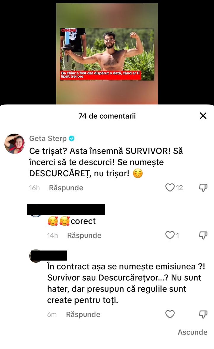 Reacția Getei Sterp, după ce CANCAN.RO a dezvăluit că Iancu a trișat la Survivor