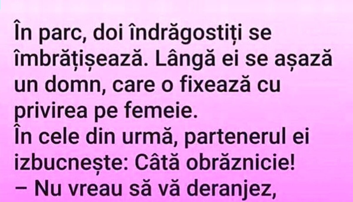 Imagine Stire BANCUL ZILEI | În parc, doi îndrăgostiți se îmbrățișează | 2review.ro