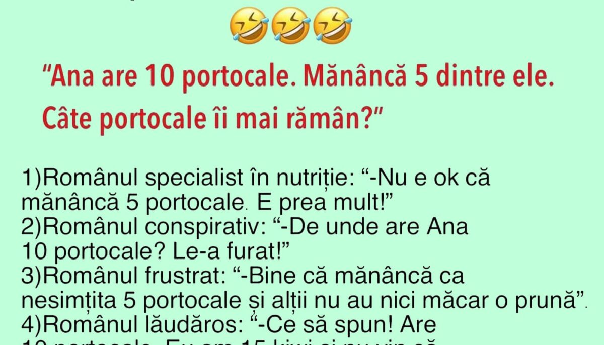 Imagine Stire BANC | Problemă de matematică: „Ana are 10 portocale. Mănâncă 5 dintre ele. Câte îi mai rămân?” | 2review.ro