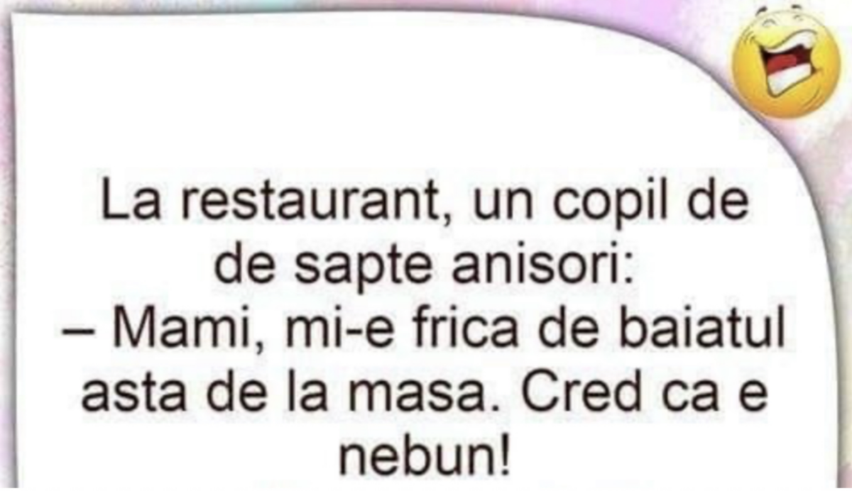 Imagine Stire BANC | „La restaurant, un copil de 7 anişori: Mami, mi-e frică” | 2review.ro