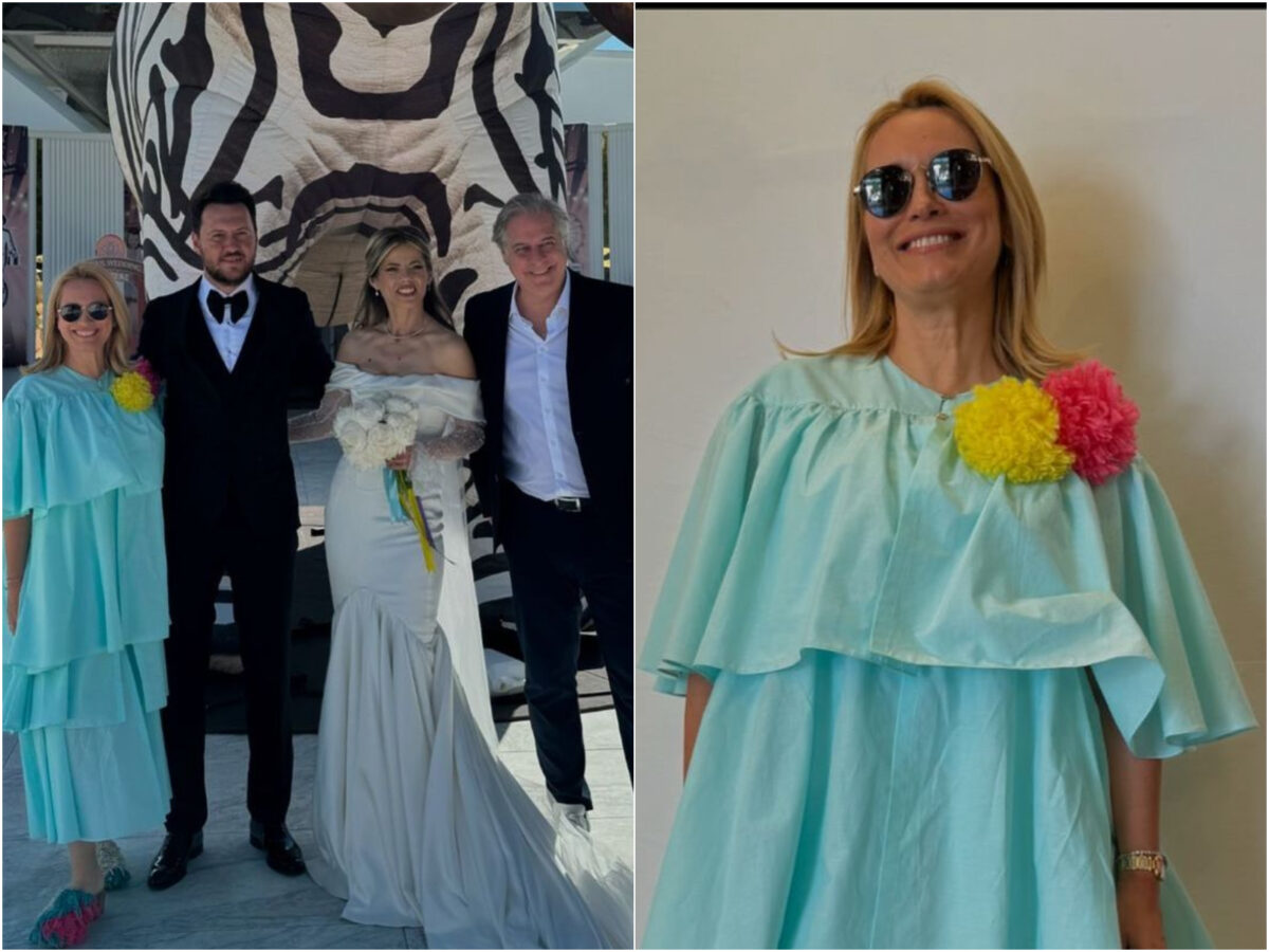 Imagine Stire Cât costă rochia pe care Andreea Esca a purtat-o la nunta Roxanei Hulpe. Ținuta a stârnit un val de controverse! | 2review.ro