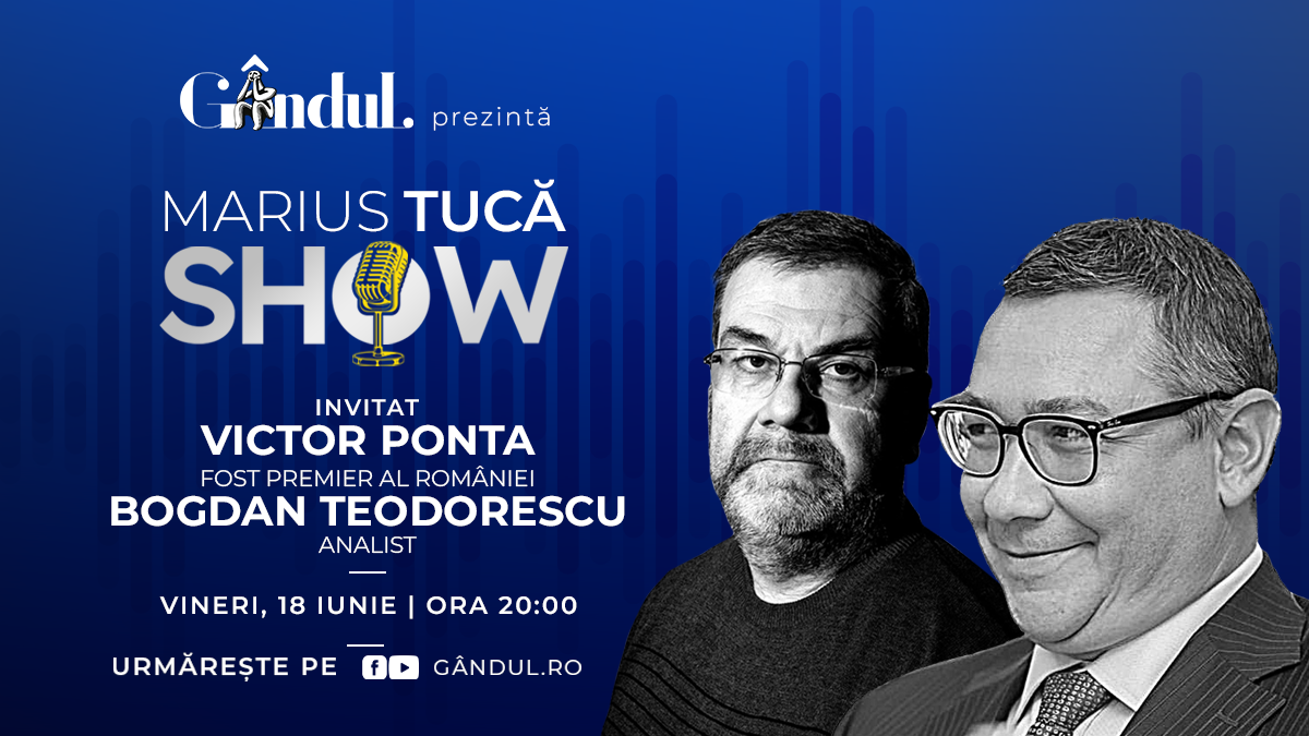 Imagine Stire Marius Tucă Show începe marți, 18 iunie, de la ora 20.00, live pe gândul.ro. Invitați: Victor Ponta și Bogdan Teodorescu | 2review.ro
