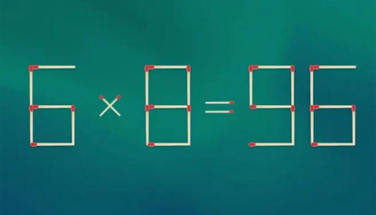 Imagine Stire Test IQ cu chibrituri | Eliminați două bețe, pentru a corecta 6 x 8 = 96 | 2review.ro