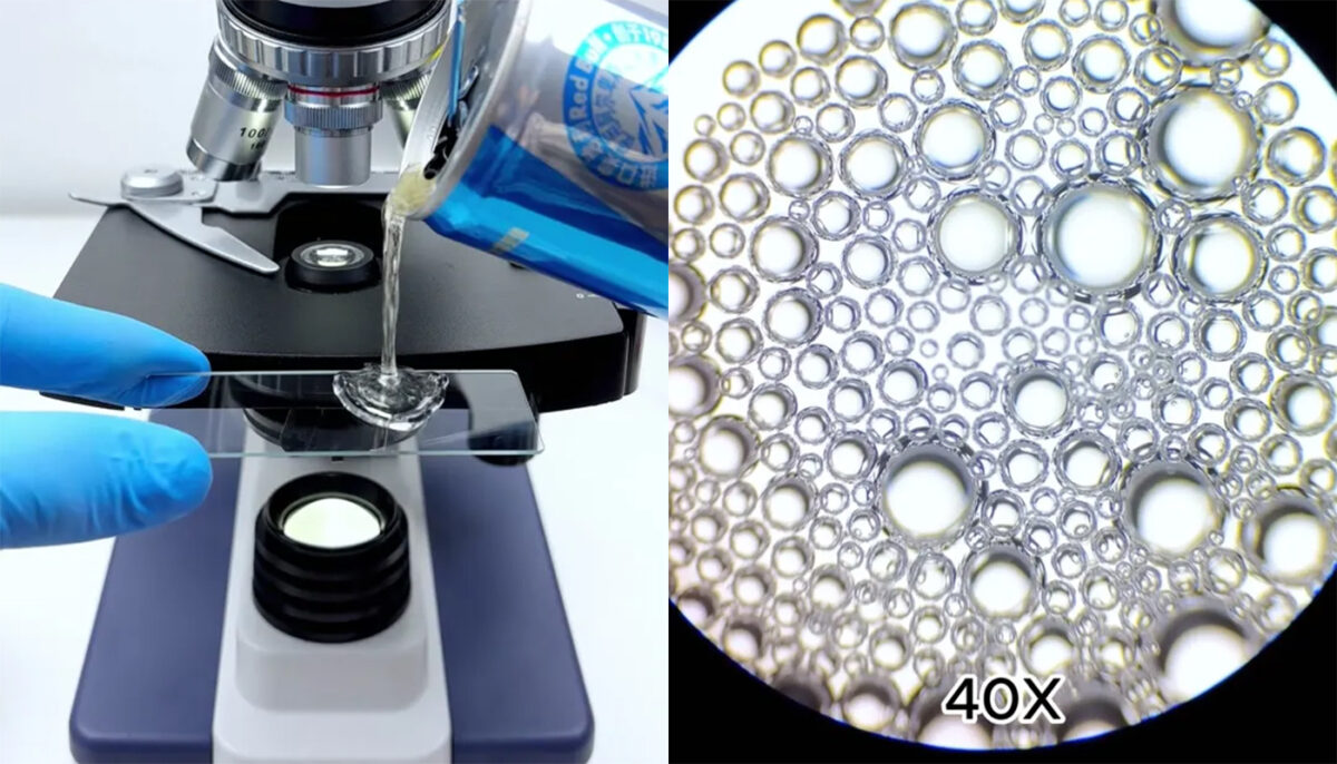 Ce conține, de fapt, o doză de energizant Red Bull. Rezultatul, la microscop, a uimit pe toată lumea