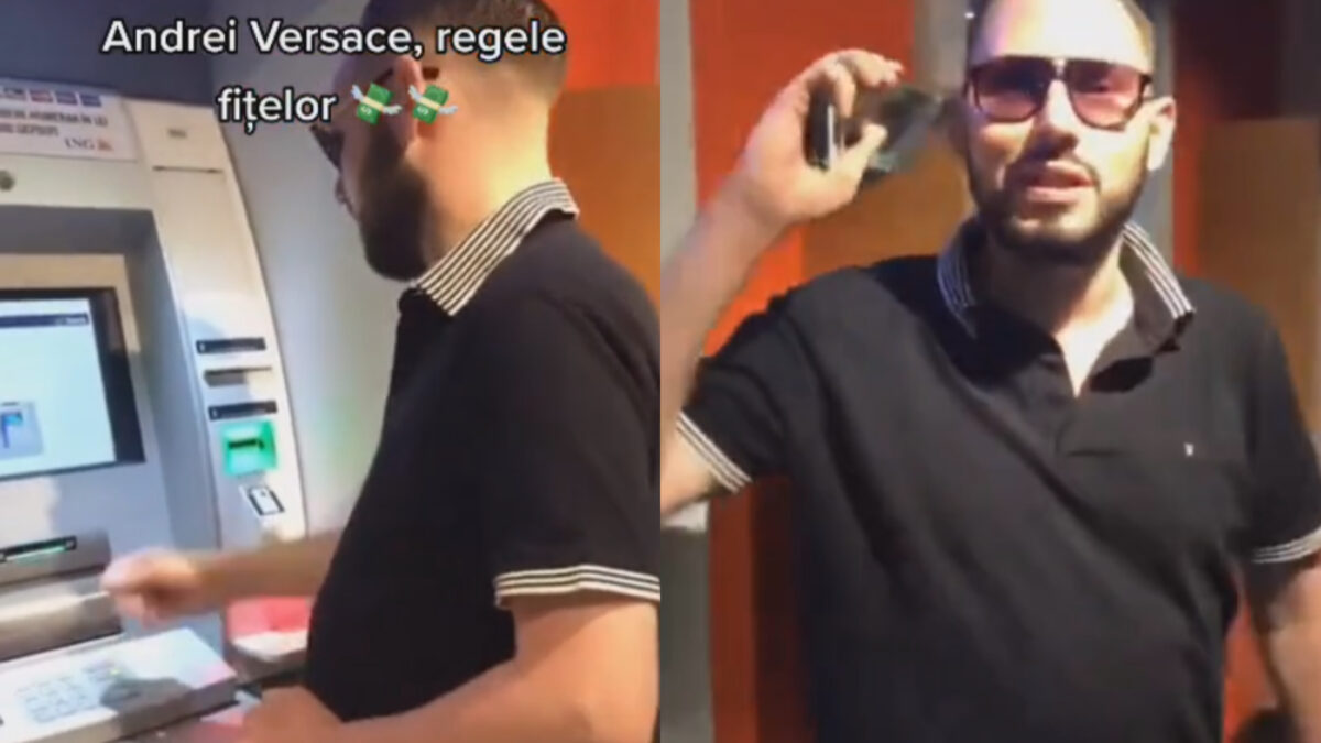 Imagine Stire Clipul care l-a făcut pe Andrei Versace viral pe TikTok. Ce a făcut după ce a scos o CĂRĂMIDĂ de bani de la ATM | 2review.ro