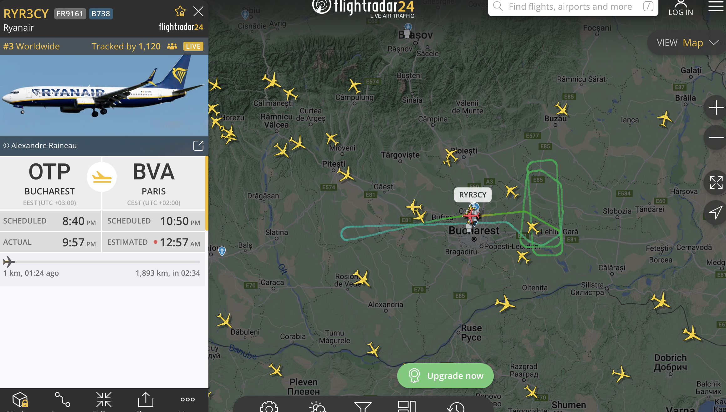 Foto: Captură Flightradar