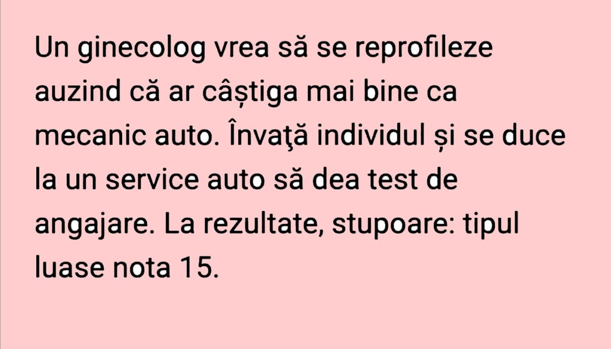 Imagine Stire BANCUL ZILEI | Ginecologul devenit mecanic auto | 2review.ro