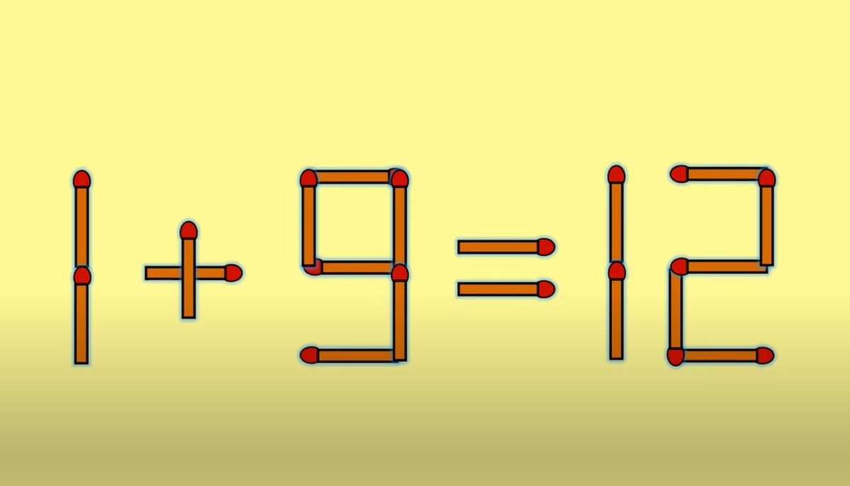 Imagine Stire Test IQ cu chibrituri | 1+9=12 este greșit. Corectați egalitatea, mutând un singur băț | 2review.ro