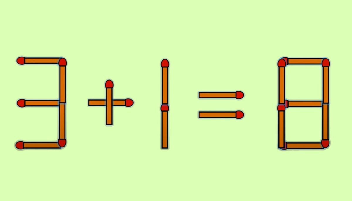 Imagine Stire Test de inteligență | Mutați un singur chibrit, pentru a corecta 3 + 1 = 8 | 2review.ro
