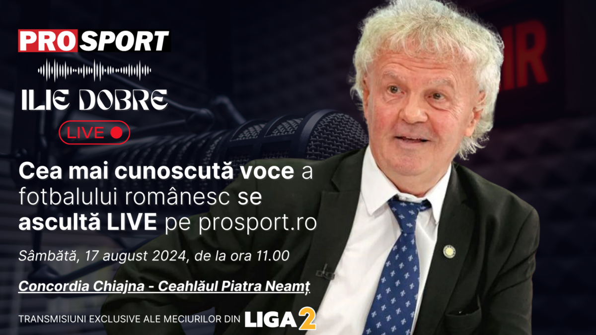 Imagine Stire Ilie Dobre comentează LIVE pe ProSport.ro meciul Concordia Chiajna – Ceahlăul Piatra Neamț, sâmbătă, 17 august 2024, de la ora 11.00 | 2review.ro