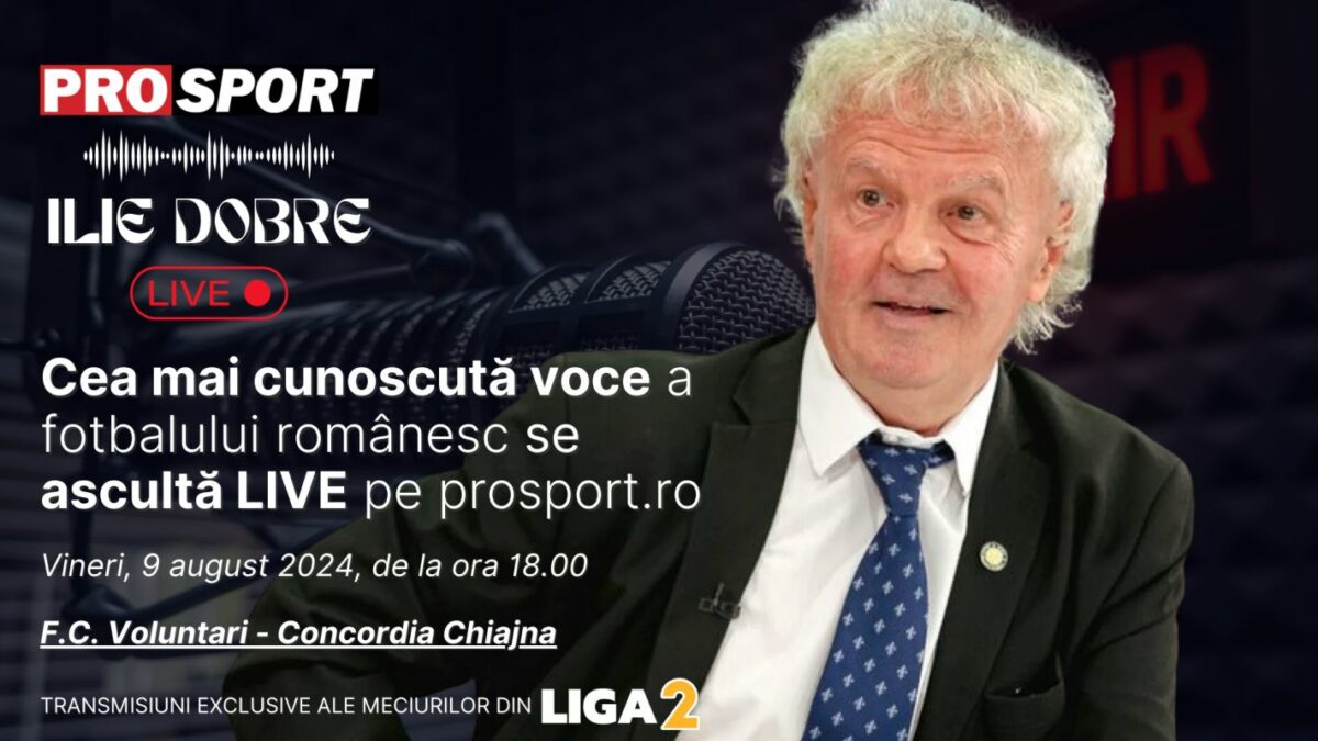 Imagine Stire Ilie Dobre comentează LIVE pe ProSport.ro meciul F.C. Voluntari – Concordia Chiajna, vineri, 9 august 2024, de la ora 18.00 | 2review.ro