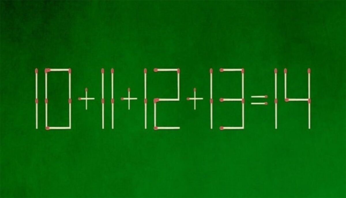 Imagine Stire Test IQ exclusiv pentru genii | Mutați un singur chibrit pentru a corecta 10 + 11 + 12 + 13 = 14 | 2review.ro