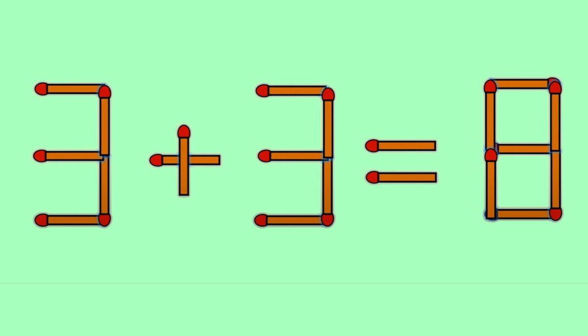 Imagine Stire Test IQ cu chibrituri | Mutați un singur băț, pentru a corecta 3 + 3 = 8 | 2review.ro