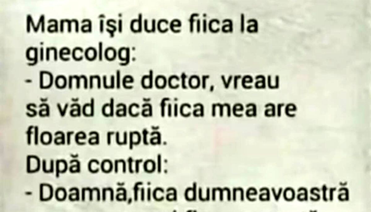 Imagine Stire Bancul de weekend | Mama își duce fiica la ginecolog | 2review.ro