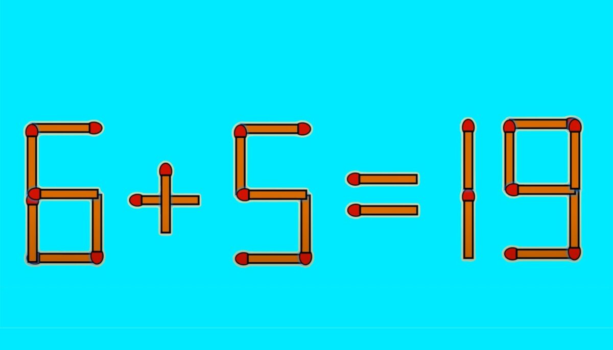 Imagine Stire Test de inteligență | Mutați un singur chibrit, pentru a corecta 6 + 5 = 19 | 2review.ro