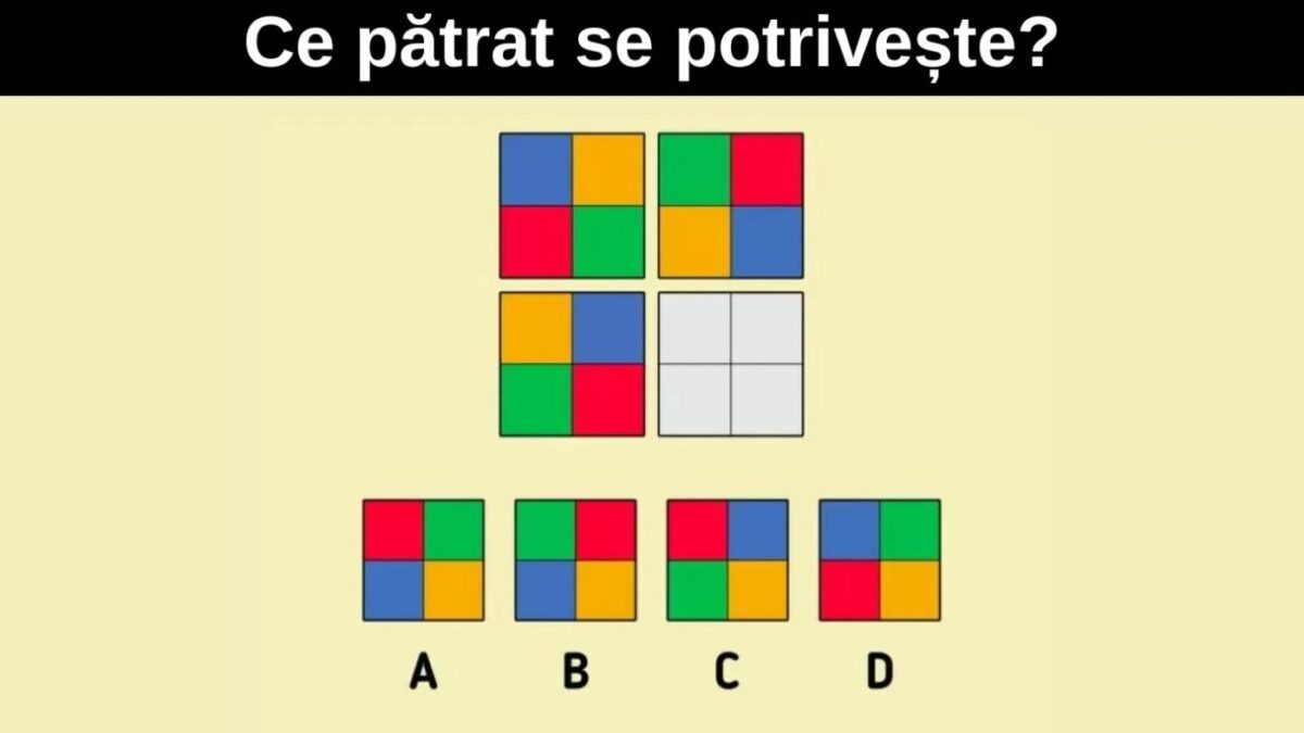 Imagine Stire Test IQ | Numai 1% din oameni știu ce pătrat se potrivește, în doar 5 secunde | 2review.ro