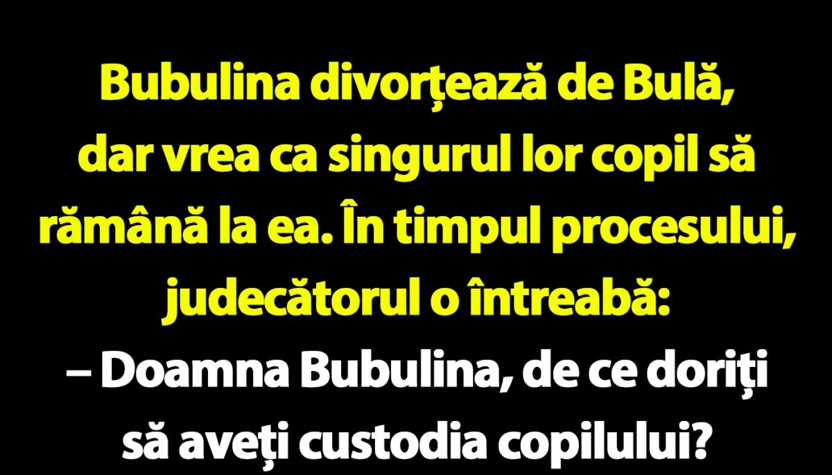 Imagine Stire BANC | Bubulina divorțează de Bulă, dar vrea ca singurul lor copil să rămână la ea | 2review.ro