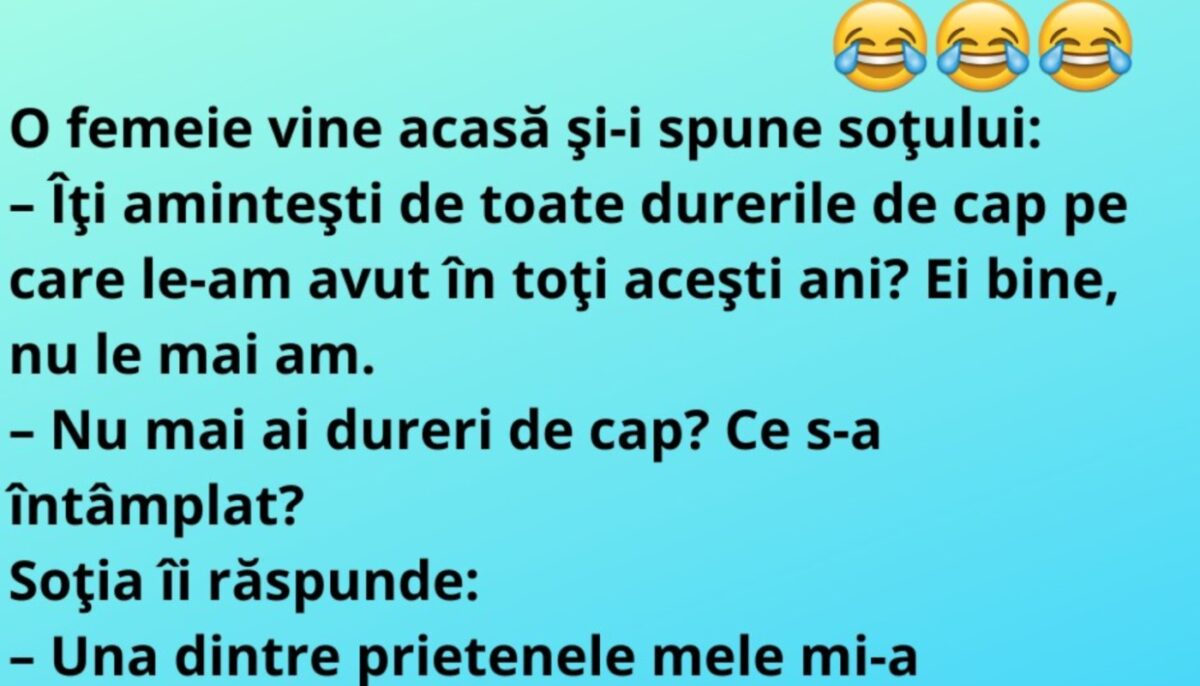 Imagine Stire BANC | O femeie vine acasă şi-i spune soţului: „Nu mai ai dureri de cap?” | 2review.ro