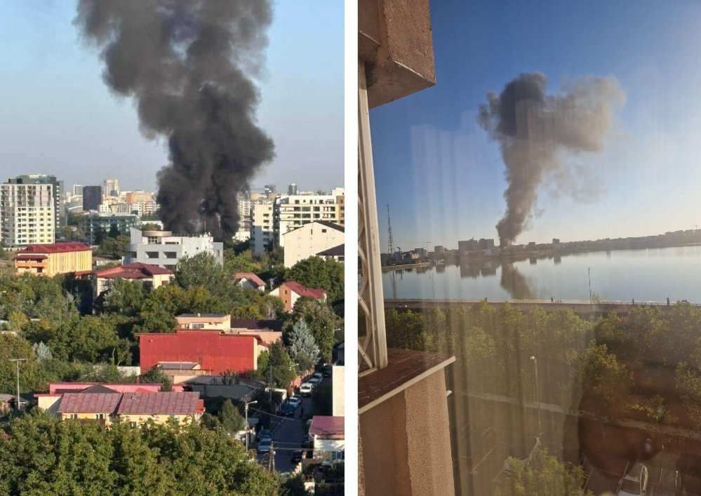 Incendii în București! Fostul cinematograf Gloria și niște containere de pe Lacul Morii au ars