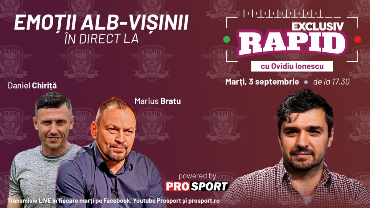 Imagine Stire „EXCLUSIV RAPID” cu Marius Bratu si Daniel Chiriță e în direct pe YouTube – ProSport de la ora 17:30 | 2review.ro