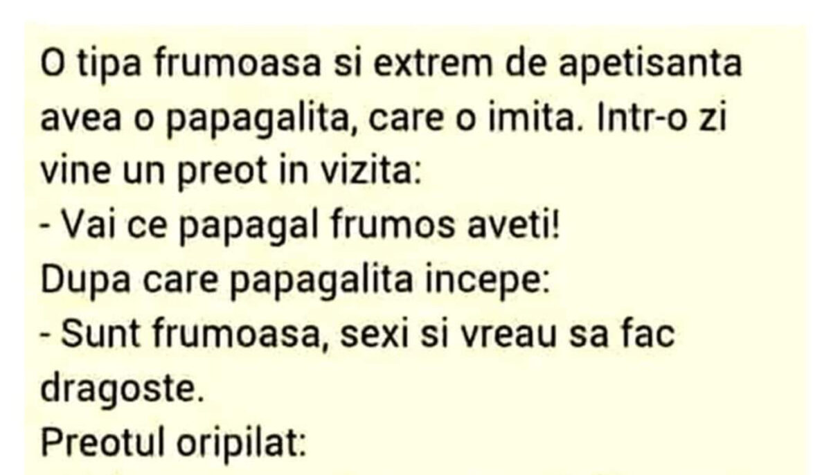 Imagine Stire Bancul de weekend | Preotul, enoriașa și papagalița | 2review.ro