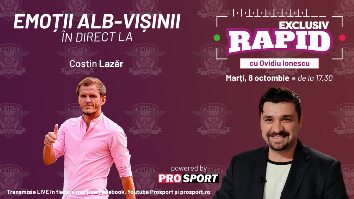 Imagine Stire Costin Lazăr vine astăzi la „EXCLISIV RAPID”, de la ora 17:30, în direct pe YouTube – ProSport! | 2review.ro