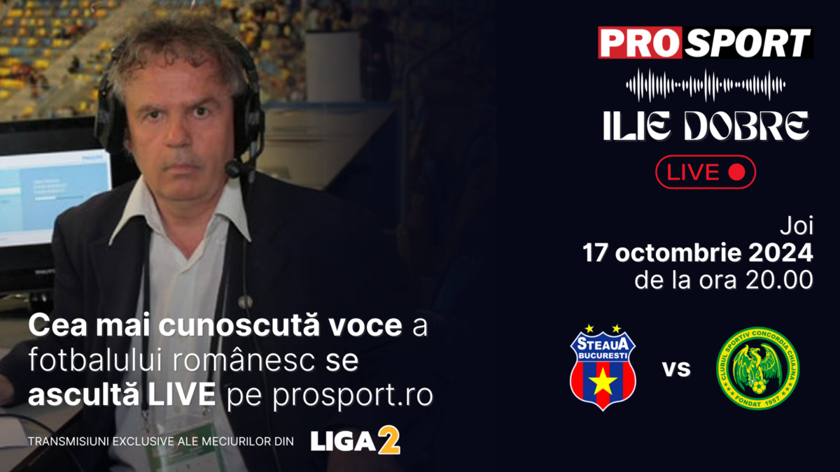 Imagine Stire Ilie Dobre comentează LIVE pe ProSport.ro meciul Steaua – Concordia Chiajna, joi, 17 octombrie 2024, de la ora 20.00 | 2review.ro